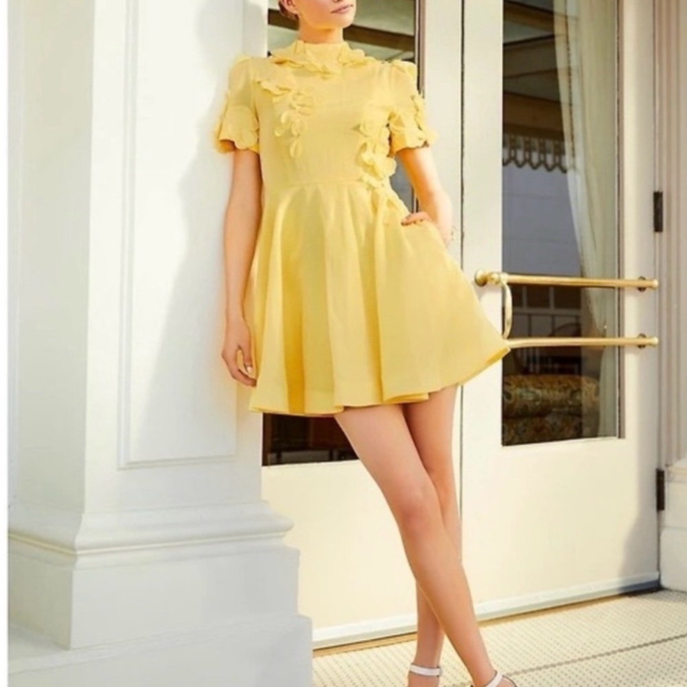 ANTONIO MELANI Yellow Floral Mini Dress - Picture 2 of 14